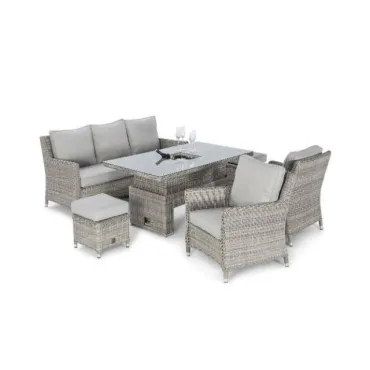 Oxford Sofa Rattan Casual Dining Set - Ice Bucket & Rising Table
