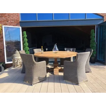 Seville 6 Chair Set Round Teak Dining Set