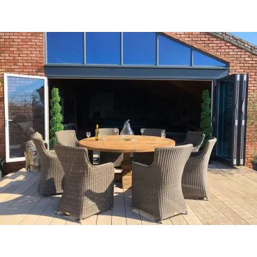 Seville 8 Chair Round Teak Dining Set