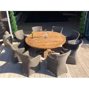 Seville 8 Chair Round Teak Dining Set