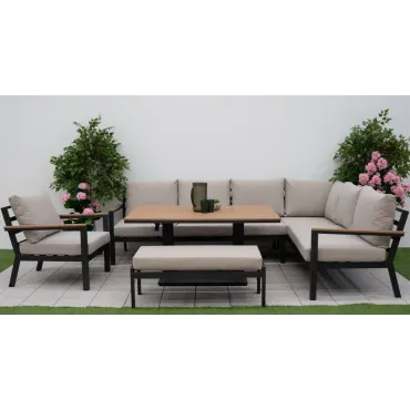 Heidi Right Hand Corner Sofa Dining Set & Rising Table