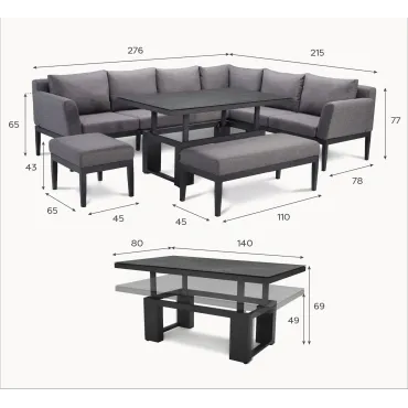 Zach Corner Aluminium Lounge Dining & Rising Table