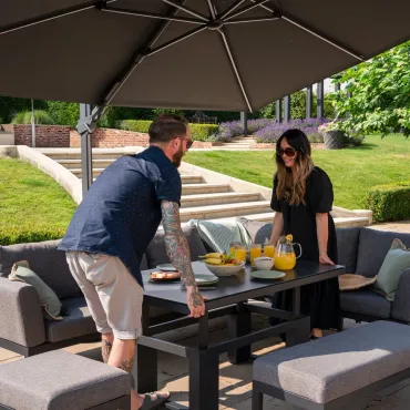 Zach Corner Aluminium Lounge Dining & Rising Table