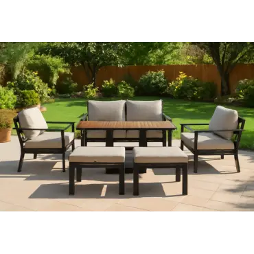 Vancouver 2 Seat Aluminium Sofa Set with Rising Table