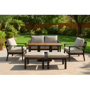 Vancouver 2 Seat Aluminium Sofa Set with Rising Table
