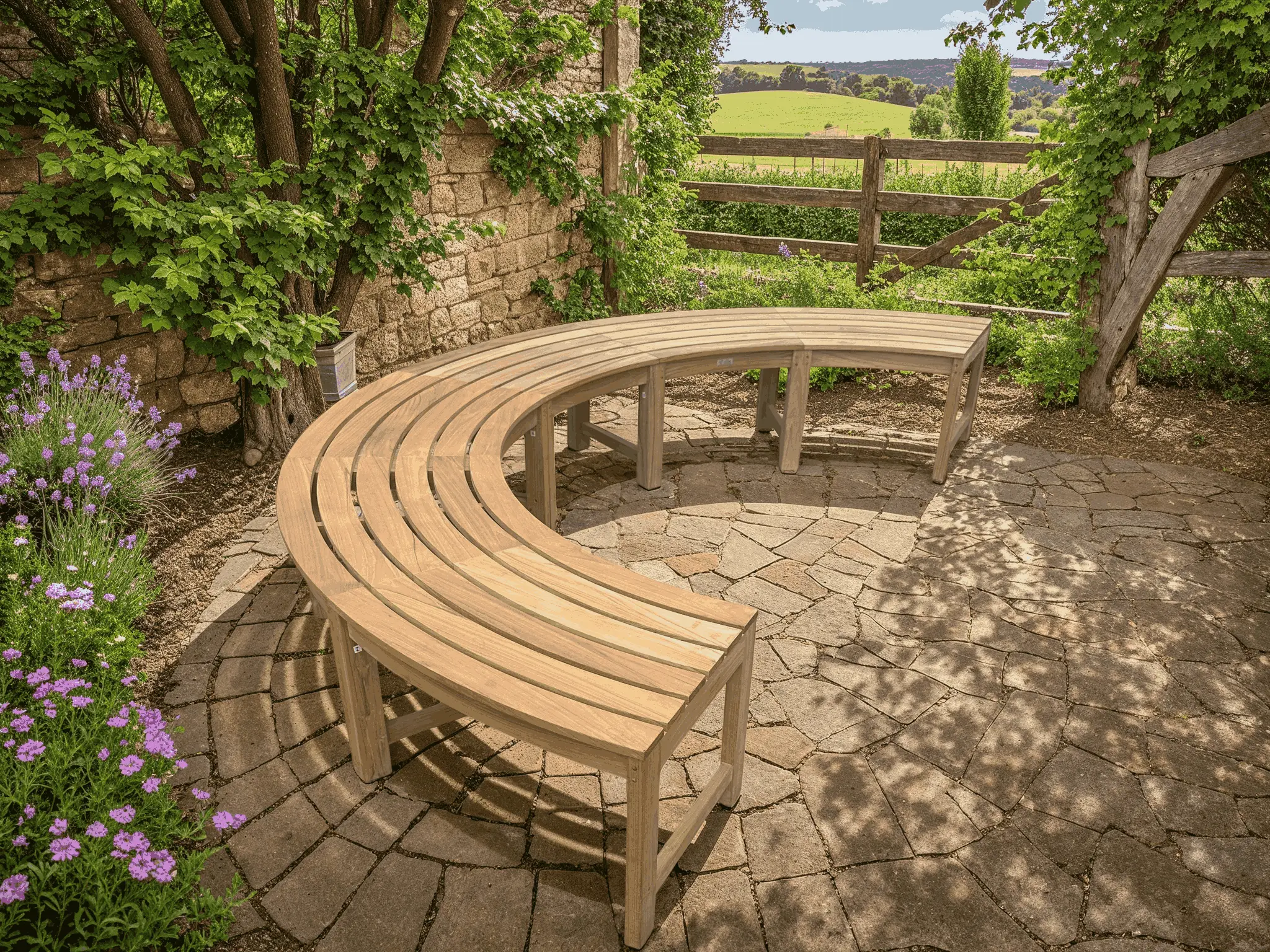 Curved Backless Bench