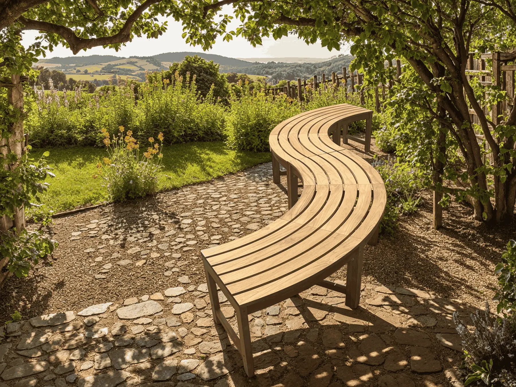 Curved Backless Bench