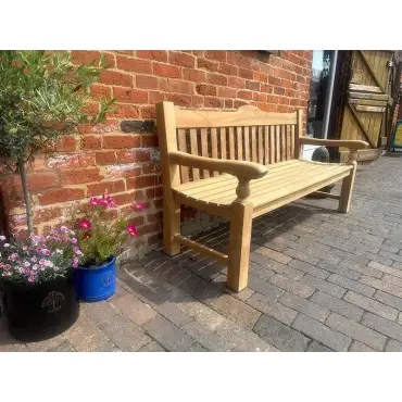 Windsor Horse Engraved Teak Bench