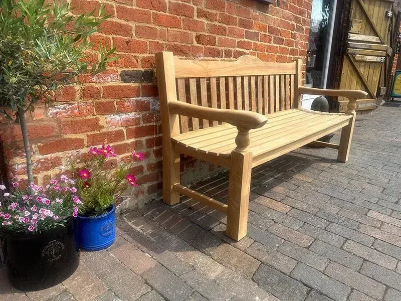 Windsor Horse Engraved Teak Bench