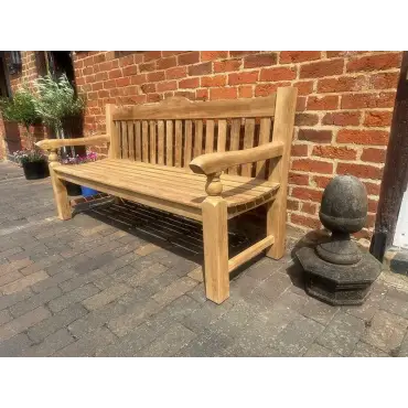 Windsor Horse Engraved Teak Bench