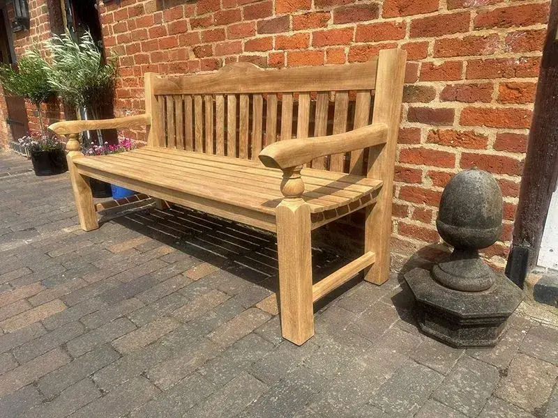 Windsor Horse Engraved Teak Bench