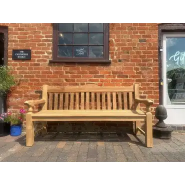 Windsor Horse Engraved Teak Bench