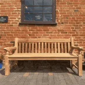 Windsor Horse Engraved Teak Bench