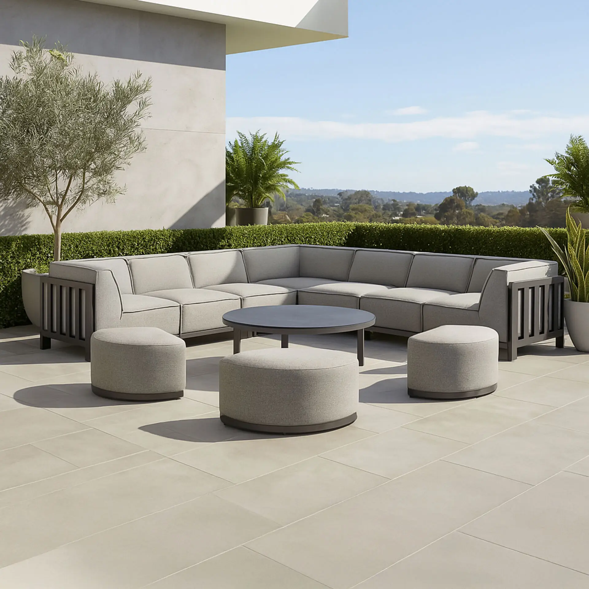 Ibiza Large Corner Sofa Set Round Coffee Table