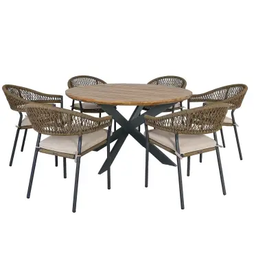 Bali Rope Weave 6 Seat Round Dining Set