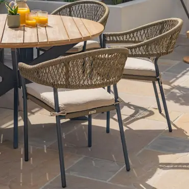 Bali Rope Weave 6 Seat Round Dining Set