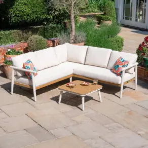 Ava Aluminium Wood Look Corner Sofa Lounge Set