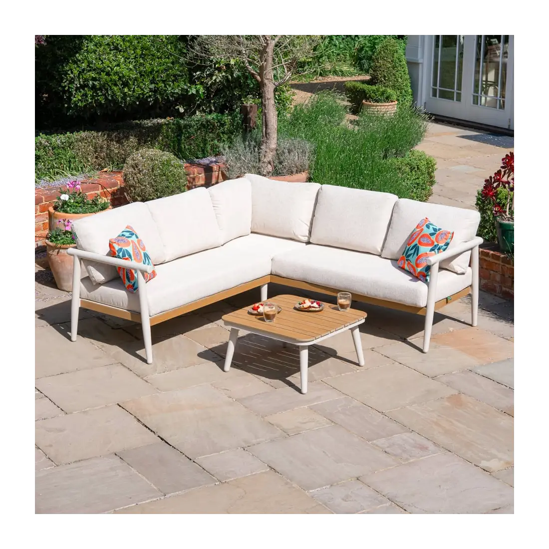 Ava Aluminium Wood Look Corner Sofa Lounge Set Ava Aluminium Wood Look Corner Sofa Lounge Set