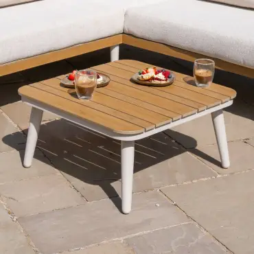 Ava Aluminium Wood Look Corner Sofa Lounge Set