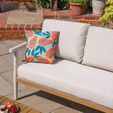 Ava Aluminium Wood Look Corner Sofa Lounge Set