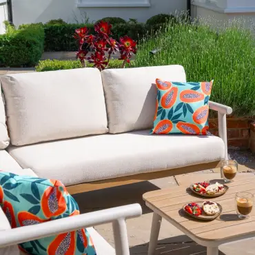 Ava Aluminium Wood Look Corner Sofa Lounge Set