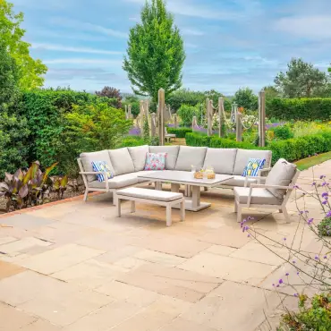 Vogue Corner Sofa Set – Rising Table, Armchair & Bench