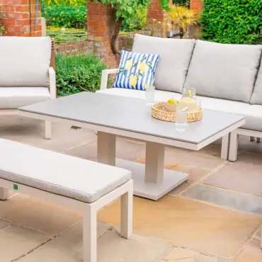 Vogue Corner Sofa Set – Rising Table, Armchair & Bench