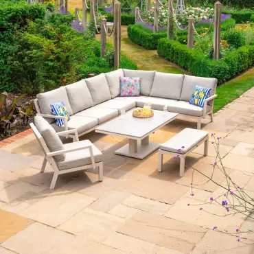 Vogue Corner Sofa Set – Rising Table, Armchair & Bench