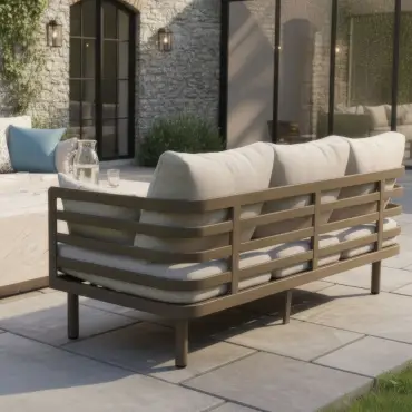 Metro Aluminium 2 X 3 Seat Sofa Stone Coffee Table Set