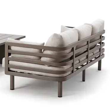 Metro Aluminium 2 X 3 Seat Sofa Stone Coffee Table Set