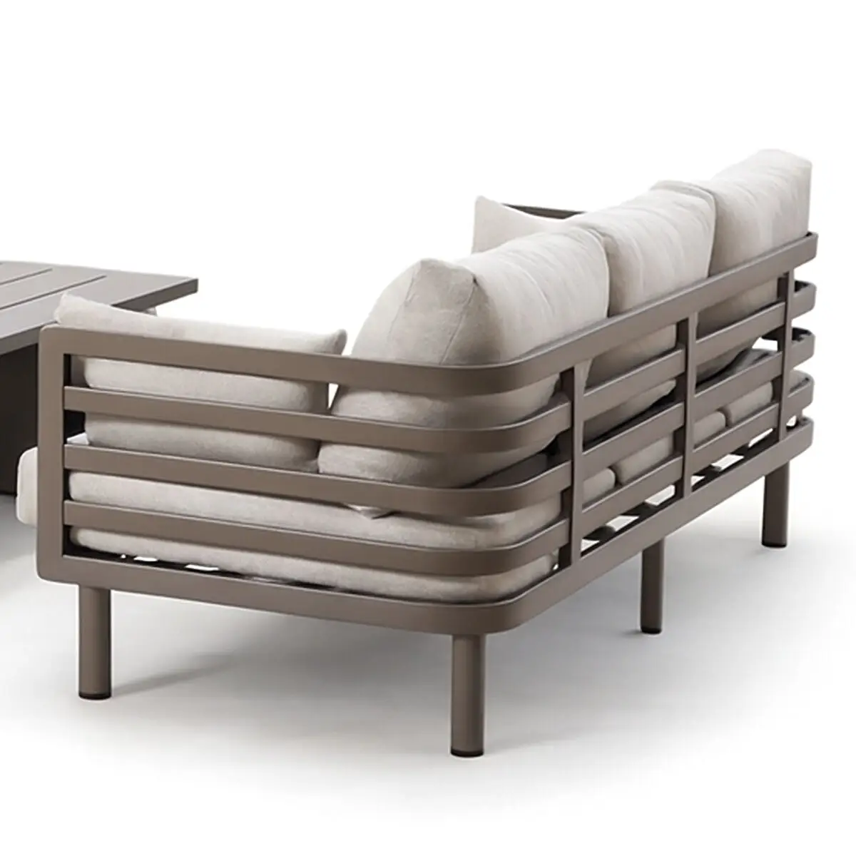 Metro Aluminium 2 X 3 Seat Sofa Stone Coffee Table Set