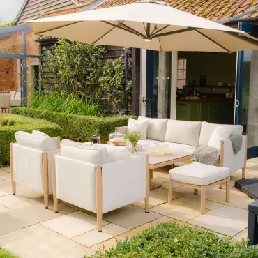 Burford 3 Seat Aluminium Sofa Rising Table Set