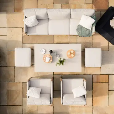 Burford 3 Seat Aluminium Sofa Rising Table Set