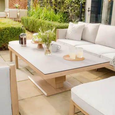 Burford 3 Seat Aluminium Sofa Rising Table Set