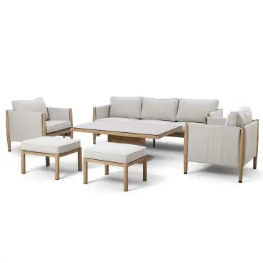 Burford 3 Seat Aluminium Sofa Rising Table Set