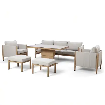 Burford 3 Seat Aluminium Sofa Rising Table Set