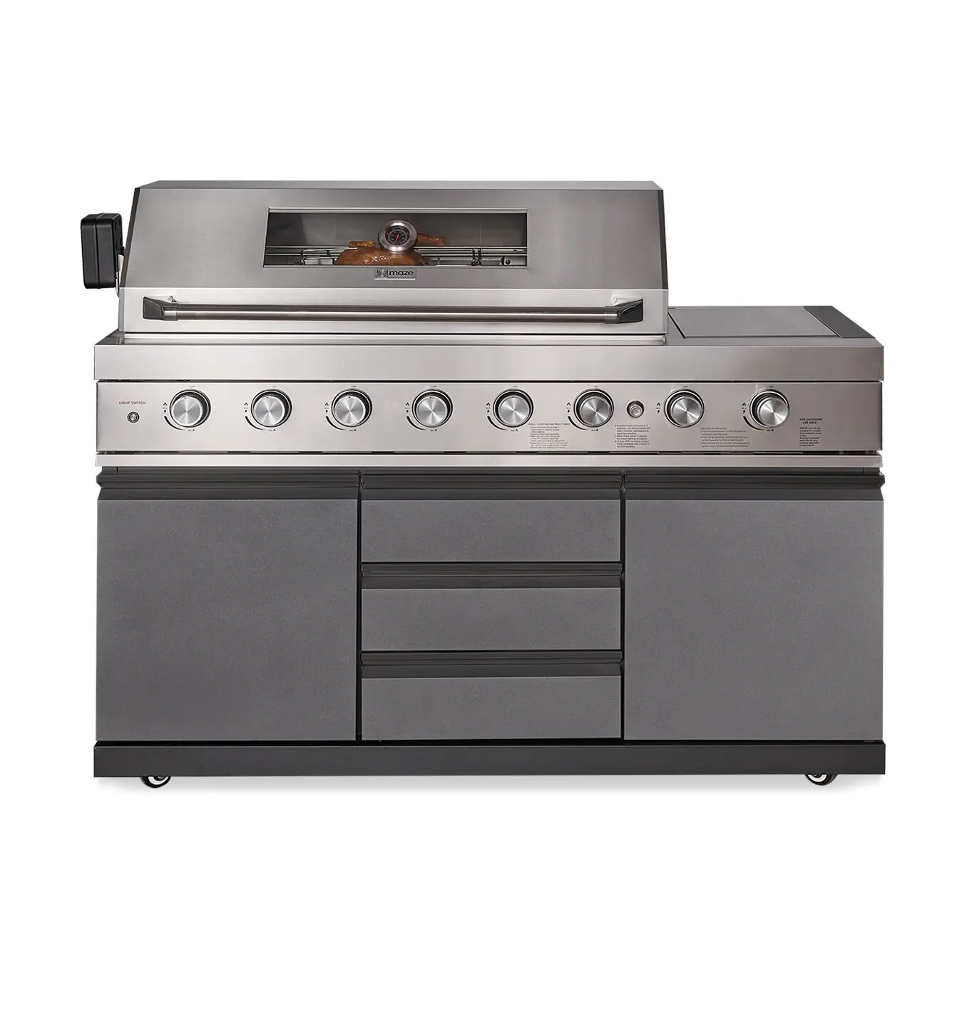Ember Linear with 6 Burner Gas Grill & Storage Cabinets
