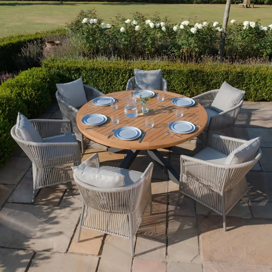 Maldives 6 Seat Round Jakarta Dining Table Set Maldives 6 Seat Round Jakarta Dining Table Set