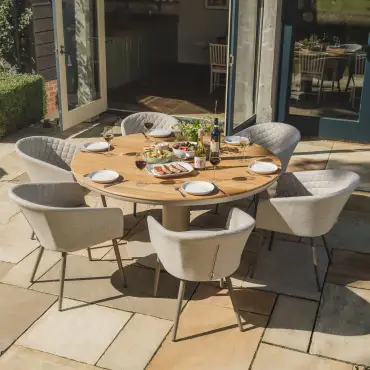 Ambition 6 Seat Round Sicily Teak Dining Set