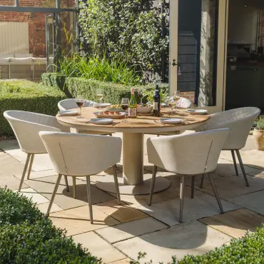 Ambition 6 Seat Round Sicily Teak Dining Set