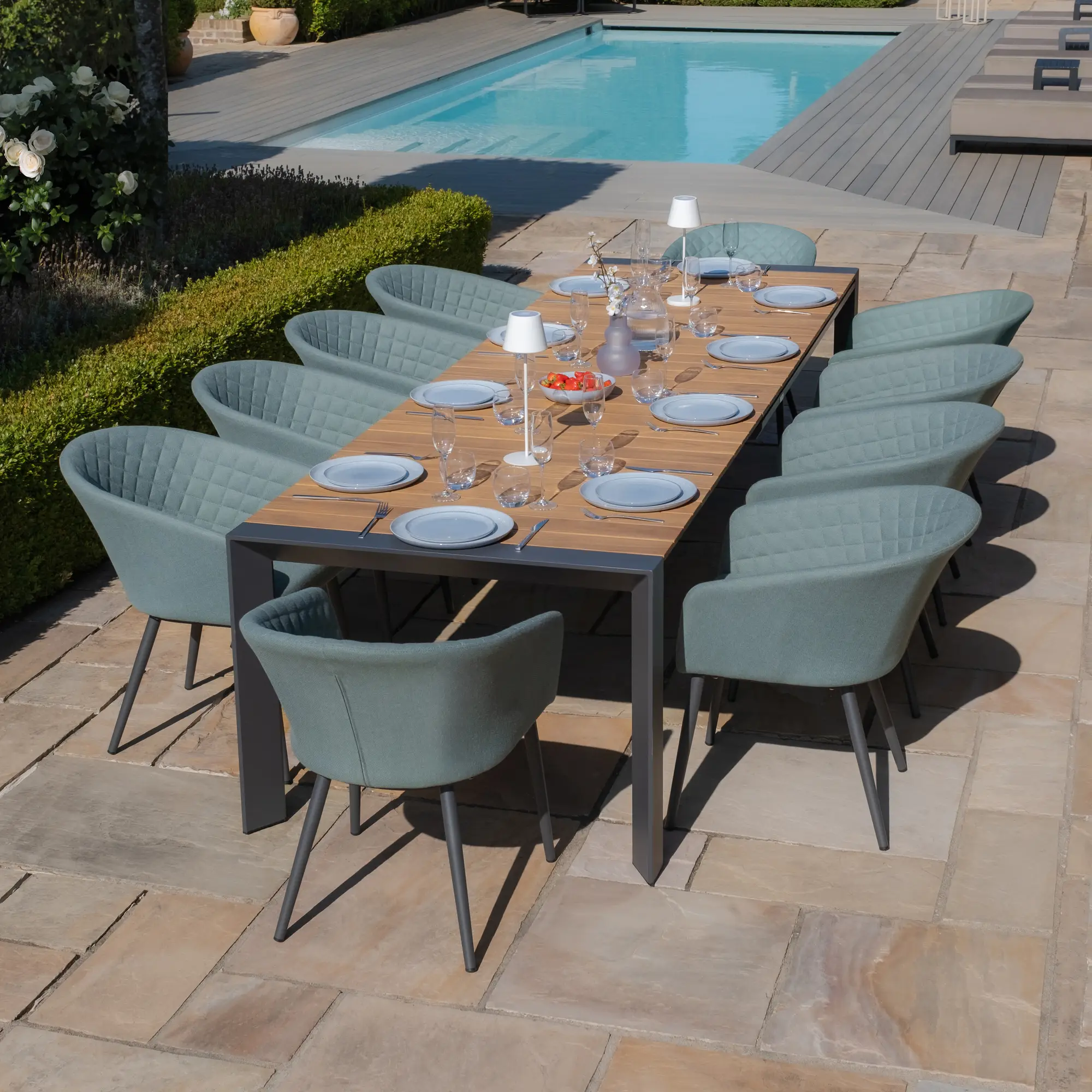 Ambition 6-10 Seat Jakarta Teak Extending Dining Table Set