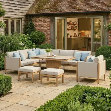 Burford Large Rising Table Corner Set Footstools & Armchair