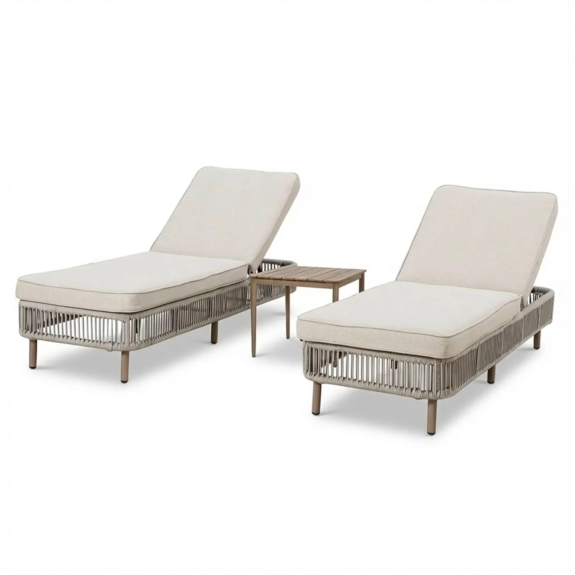 Havana Rope Weave Sunlounger Set & Side Table
