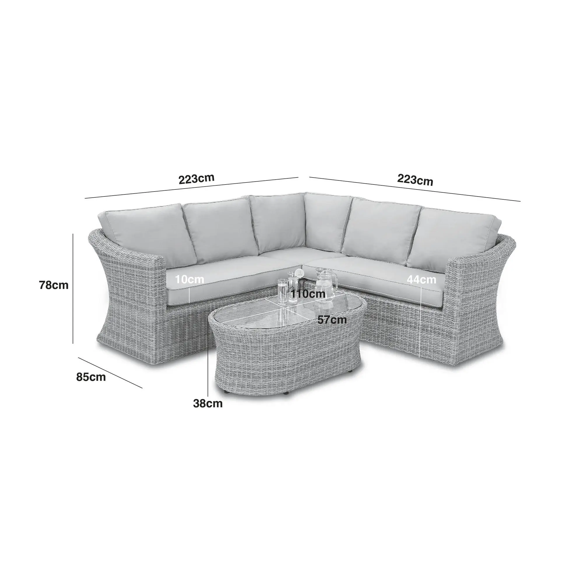 Oxford Small Rattan Corner Sofa Set