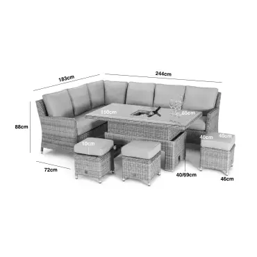 OXFORD VENICE CORNER SOFA DINING SET WITH ICE BUCKET Rattan furniture