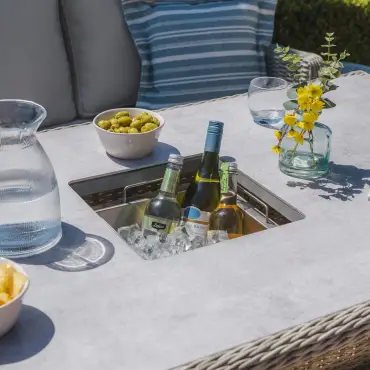 OXFORD VENICE CORNER SOFA DINING SET WITH ICE BUCKET Rattan furniture
