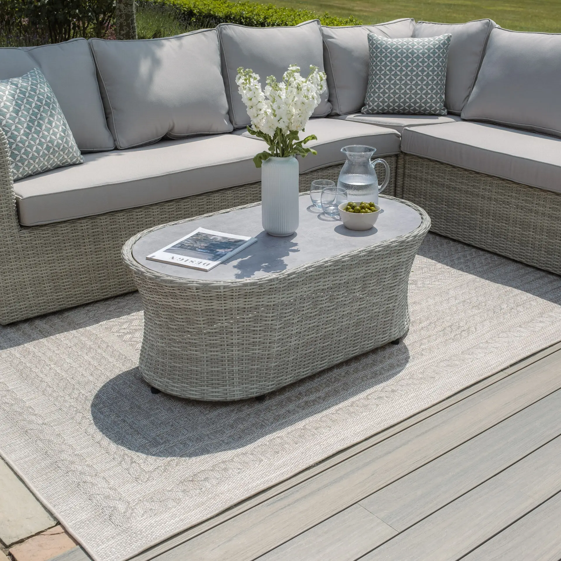 Oxford Large Rattan Corner Sofa Set with Armchair