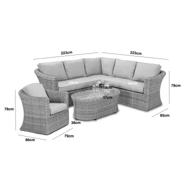 Oxford Small Rattan Corner Sofa Set With Armchair