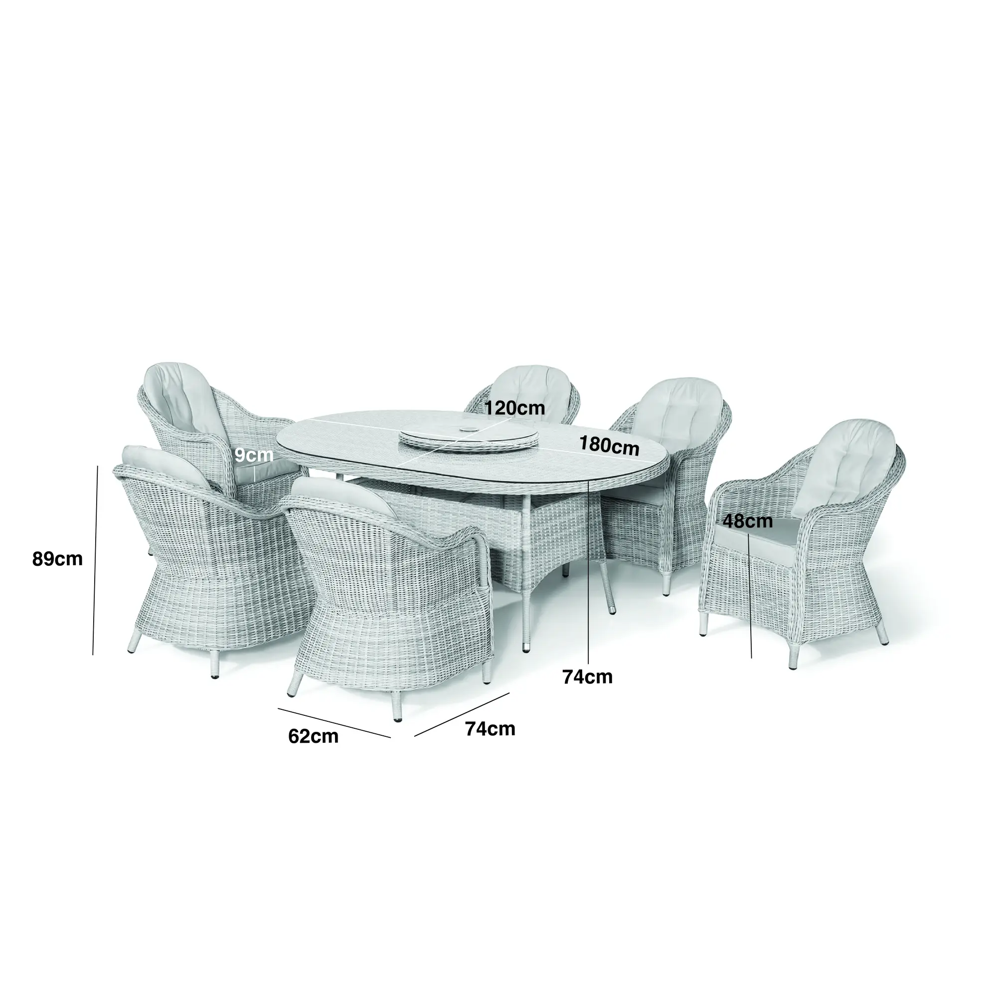 Oxford 6 Seat Oval Dining Chairs & Lazy Susan