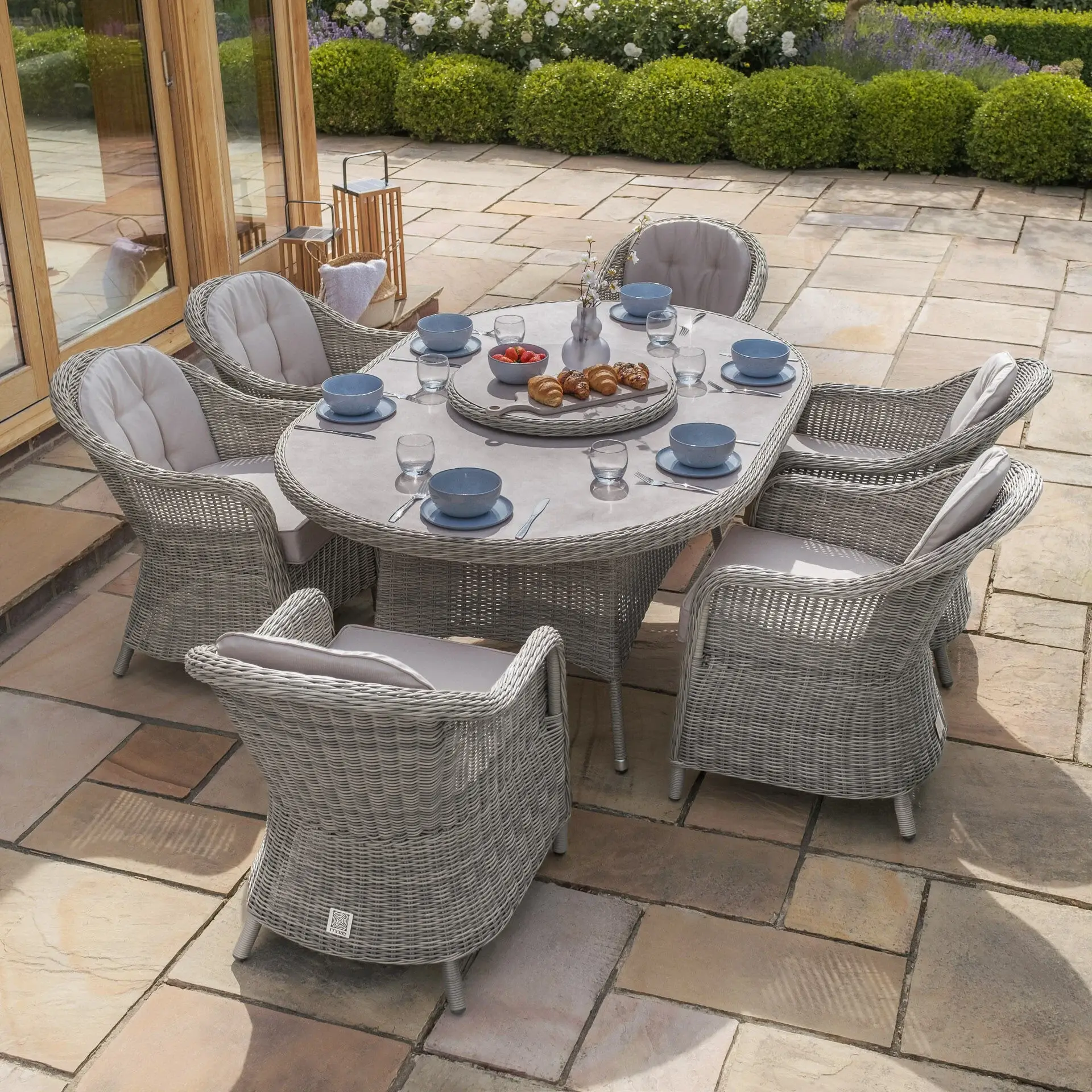 Oxford 6 Seat Oval Dining Chairs & Lazy Susan